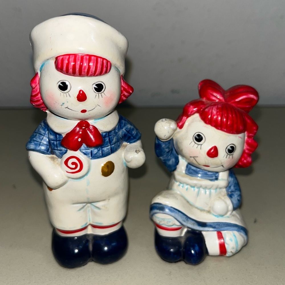 Vintage Fitz and Floyd Raggedy Ann & Andy Ceramic Figures 1972 Japan